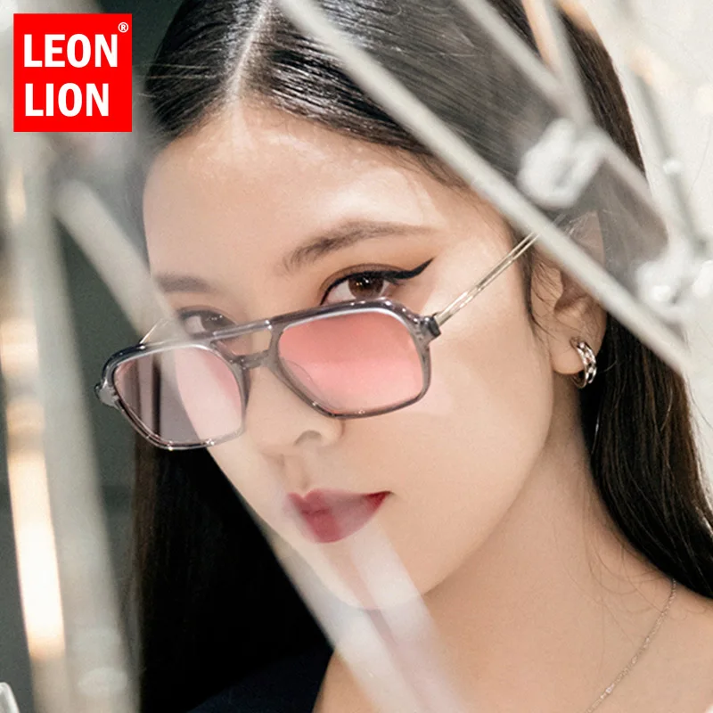 Leonlion Divat Tér Napszemüveg Nők 2021 Luxus Márka Magas Minőségű Fém Szemüveg Gradiens Tükör Gafas De Sol Hombre