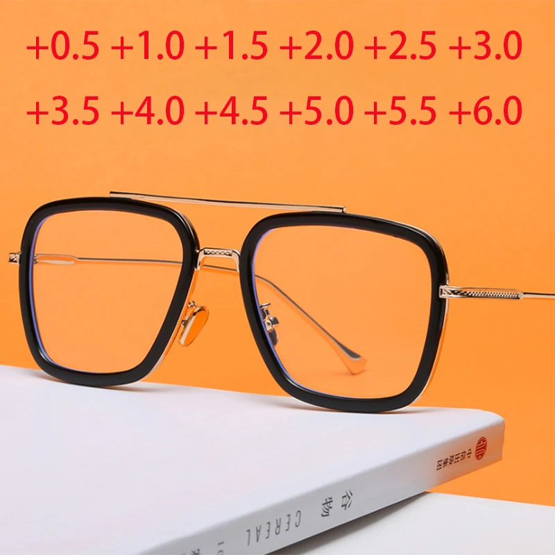 Tony Stark Szemüveg Férfiak, Nők, Távollátás vasember Szemüveg Steampunk Férfi Olvasó Szemüveg Dioptria +1.0 1.5 2.0 2.5 3.0 3.5 4.0