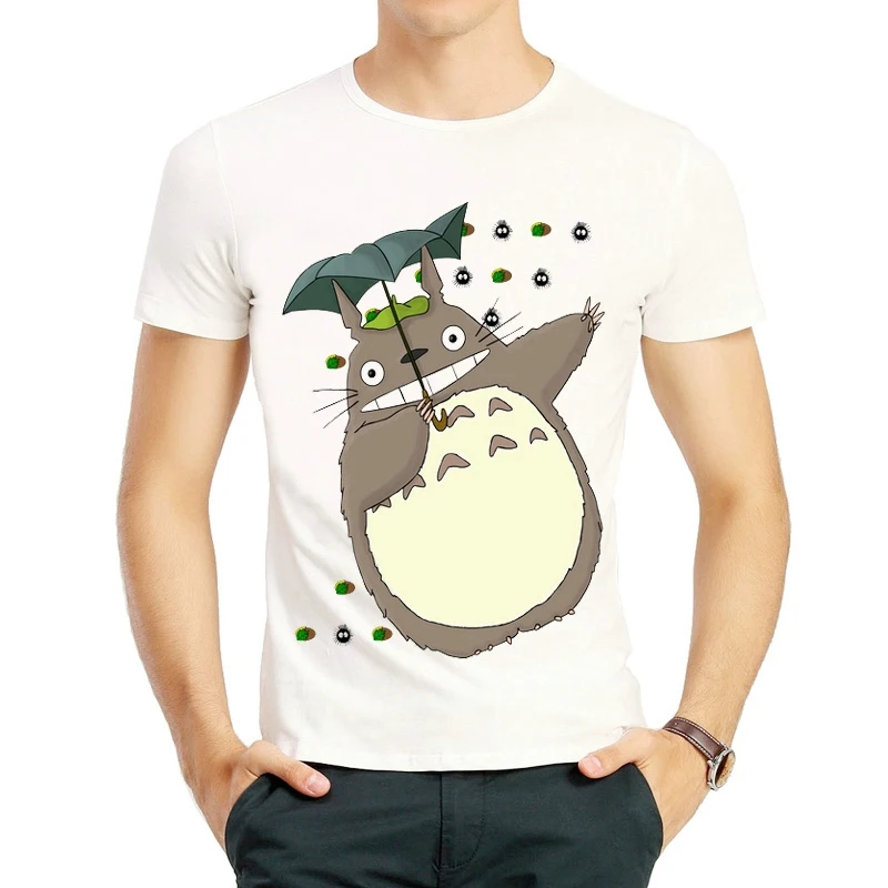 Totoro Póló Divat Fehér Színű Férfi Rövid Ujjú Miyazaki Mély Kék Tengeren Anime Póló Felső, Uniszex O Nyak, Laza Stílusú Ruha