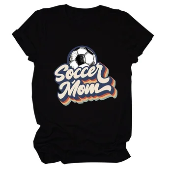 Anyuka Labdarúgó-Print Női Póló Rövid Ujjú O Nyak, Laza Nők Tshirt Női Póló Maximum Ruhát Camisetas Mujer