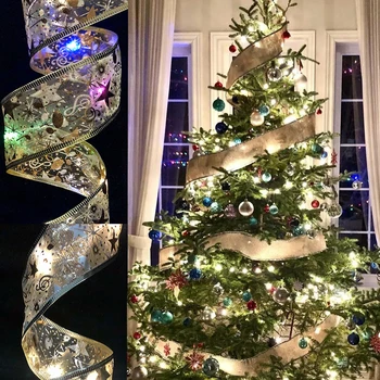 Karácsonyi Dekorációs LED Szalag Íjak, Lámpák karácsonyfadísz 2022 Új Év Haza Navidad Ajándék Esküvői Dekoráció