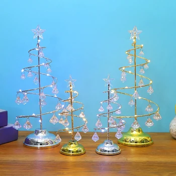 3 Méret LED Crystal Star Kovácsoltvas karácsonyfa Lámpa elemes Karácsonyi Művészeti Légkör DecorativeTable Tündér, Éjszakai Fény
