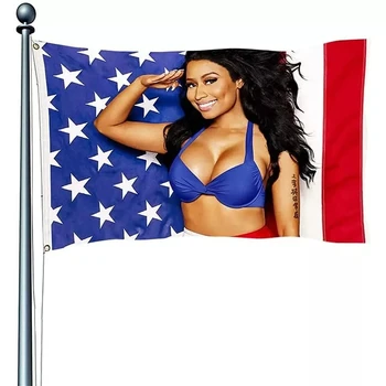 Egyéni Nicki Minaj Rap Szexi USA Zászló 90x150cm Poliészter Zene, Énekes Csillagos Art Dekoráció Zászlók, Zászlók