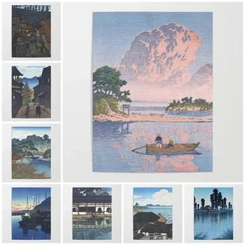 Otthon Dekoratív Őszi Vászon Vintage HD Nyomatok Japán Festmények Kujukushima Sziget Moduláris Képek Wall Art Poszter Keret