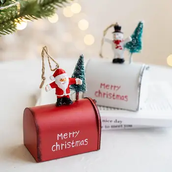 Karácsonyi Postafiók Medál Mikulás a karácsonyfa Dekoráció Betű Santa Dekoratív Tin Postafiók Lóg Dekoráció
